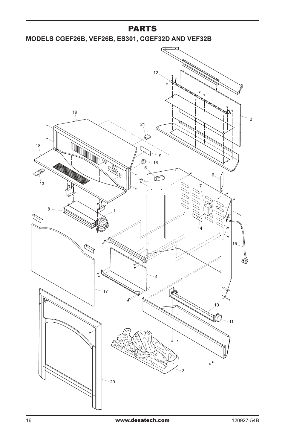 Parts | Desa CGEF26B User Manual | Page 16 / 20