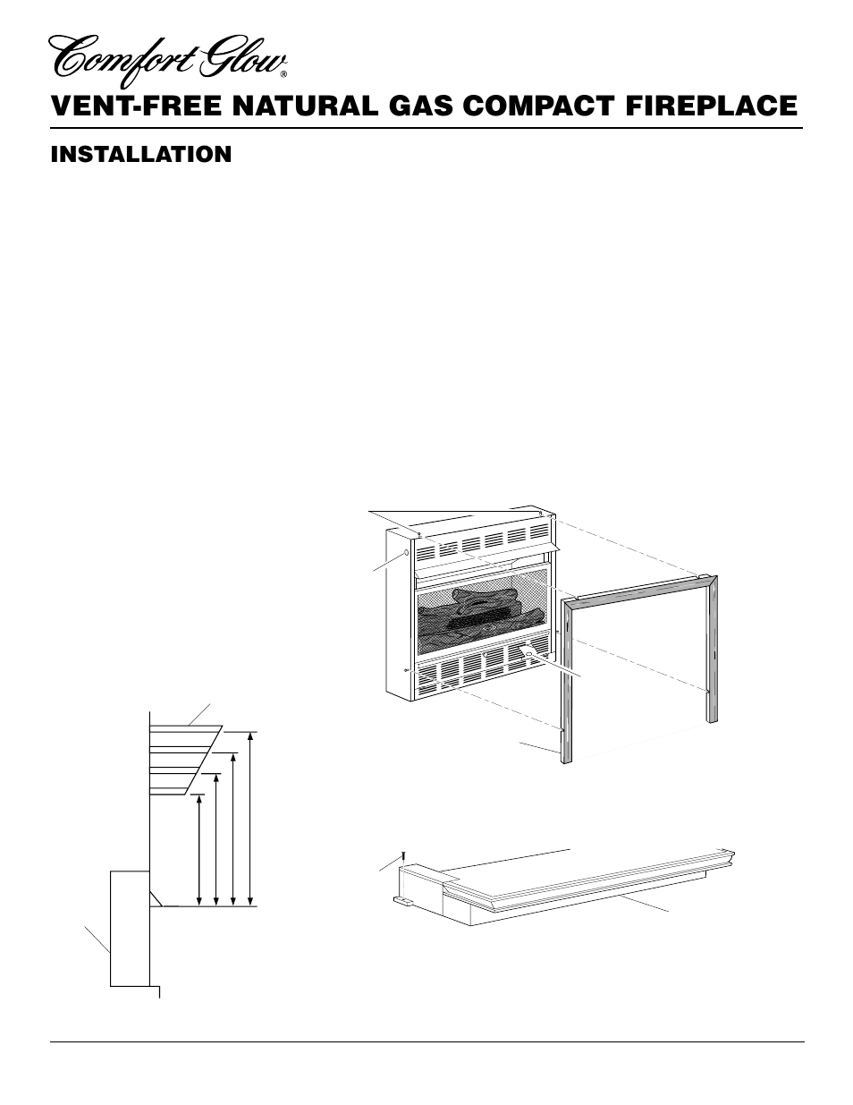 Vent-free natural gas compact fireplace, Installation, Continued | Mantel clearances for built-in installation, Optional mantel installation | Desa CGCF26TNA User Manual | Page 10 / 24