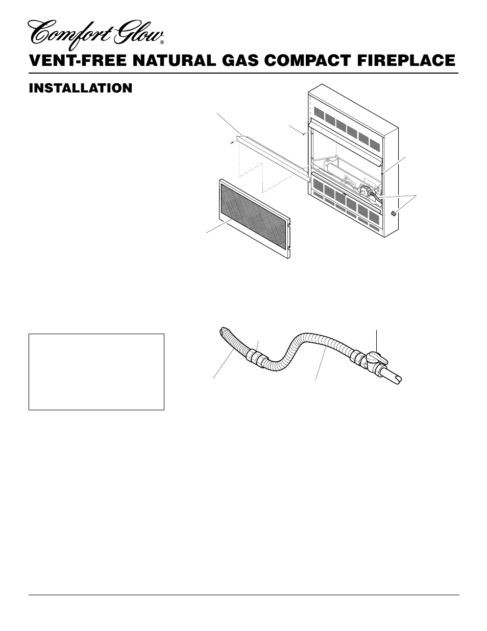 Vent-free natural gas compact fireplace, Installation | Desa CGCF26TNA User Manual | Page 12 / 24
