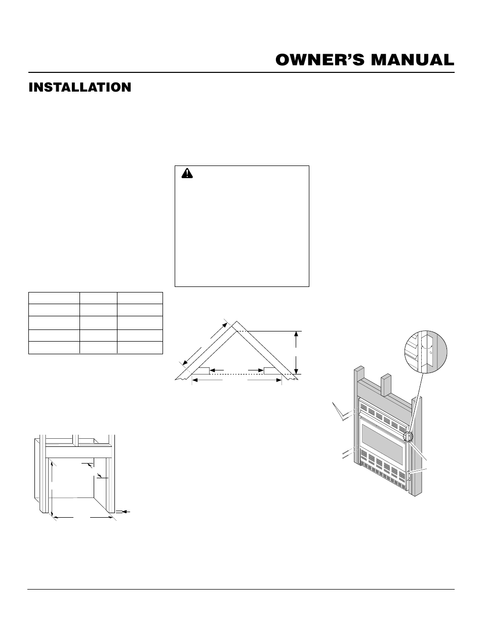 Owner’s manual, Installation, Continued | Built-in fireplace installation | Desa CGCF26TNA User Manual | Page 9 / 24