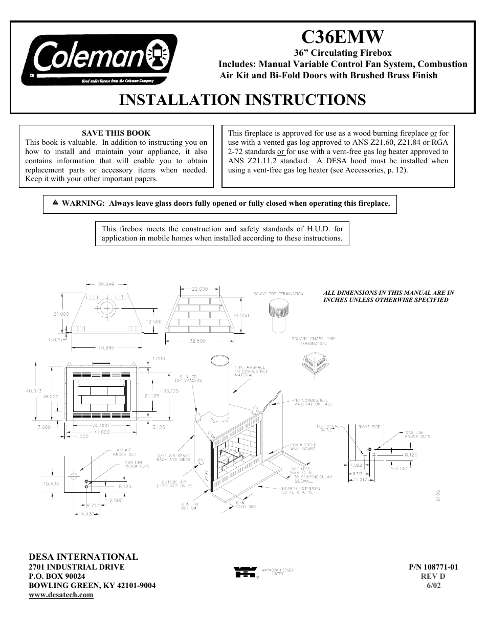 Desa C36EMW User Manual | 15 pages