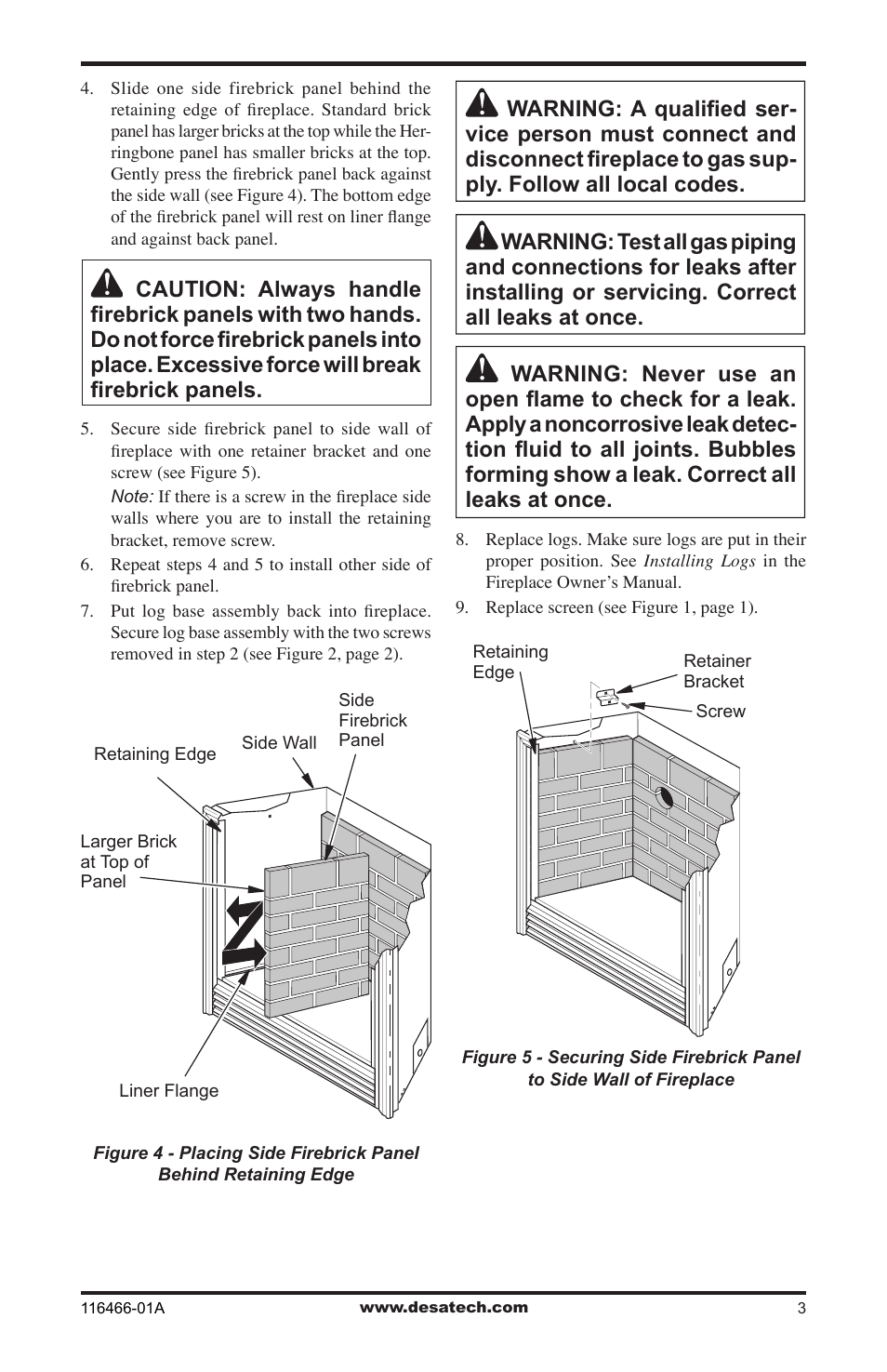 Desa BRICK LINER KIT HFL300 User Manual | Page 3 / 4
