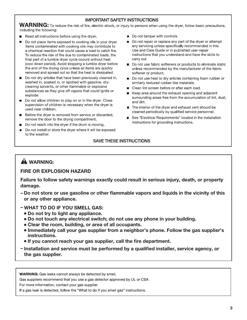 Whirlpool 27 Inch Electric Long Vent Dryer Use and Care Guide User Manual | Page 3 / 40