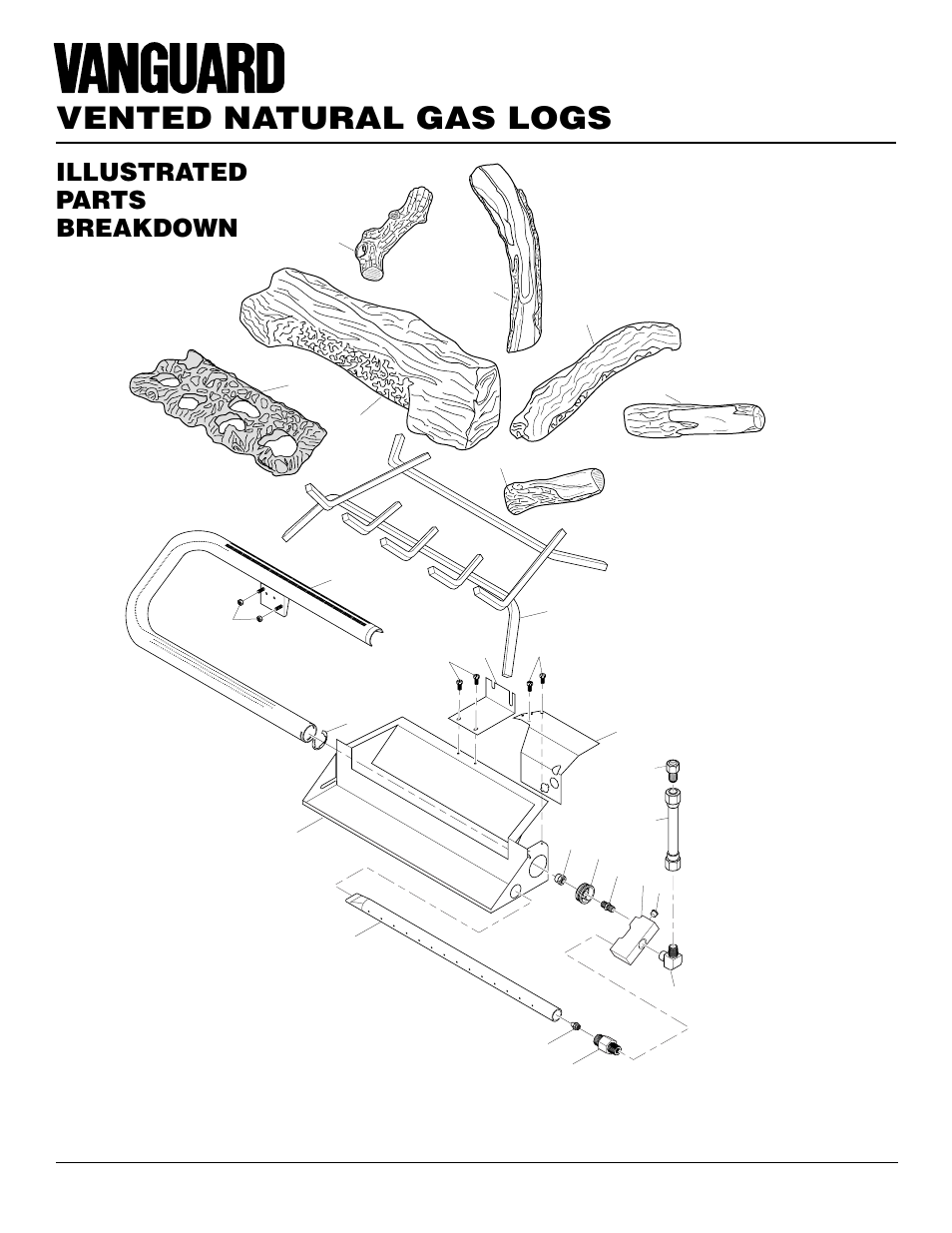 Vented natural gas logs, Illustrated parts breakdown, Vvtr18 | Desa VVTR24 User Manual | Page 18 / 22