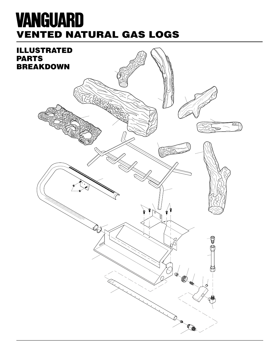 Vented natural gas logs, Illustrated parts breakdown, Vvtr24 | Desa VVTR24 User Manual | Page 20 / 22