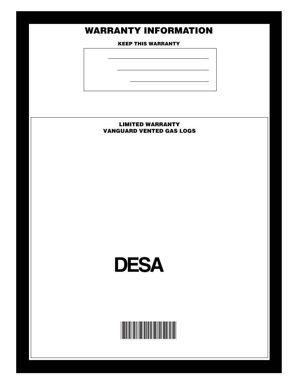 Warranty information | Desa VVTR24 User Manual | Page 22 / 22