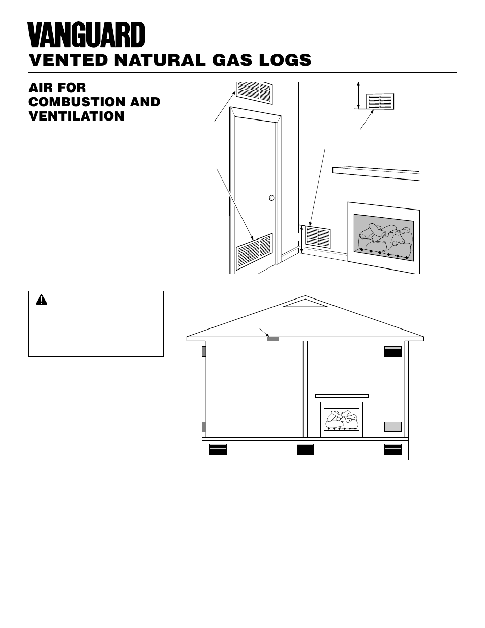 Vented natural gas logs, Air for combustion and ventilation | Desa VVTR24 User Manual | Page 6 / 22