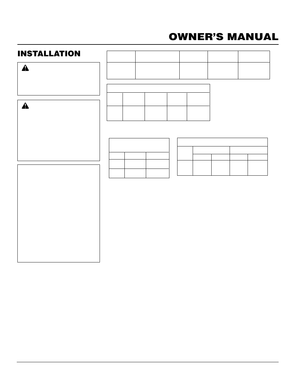 Owner’s manual, Installation | Desa VVTR24 User Manual | Page 7 / 22