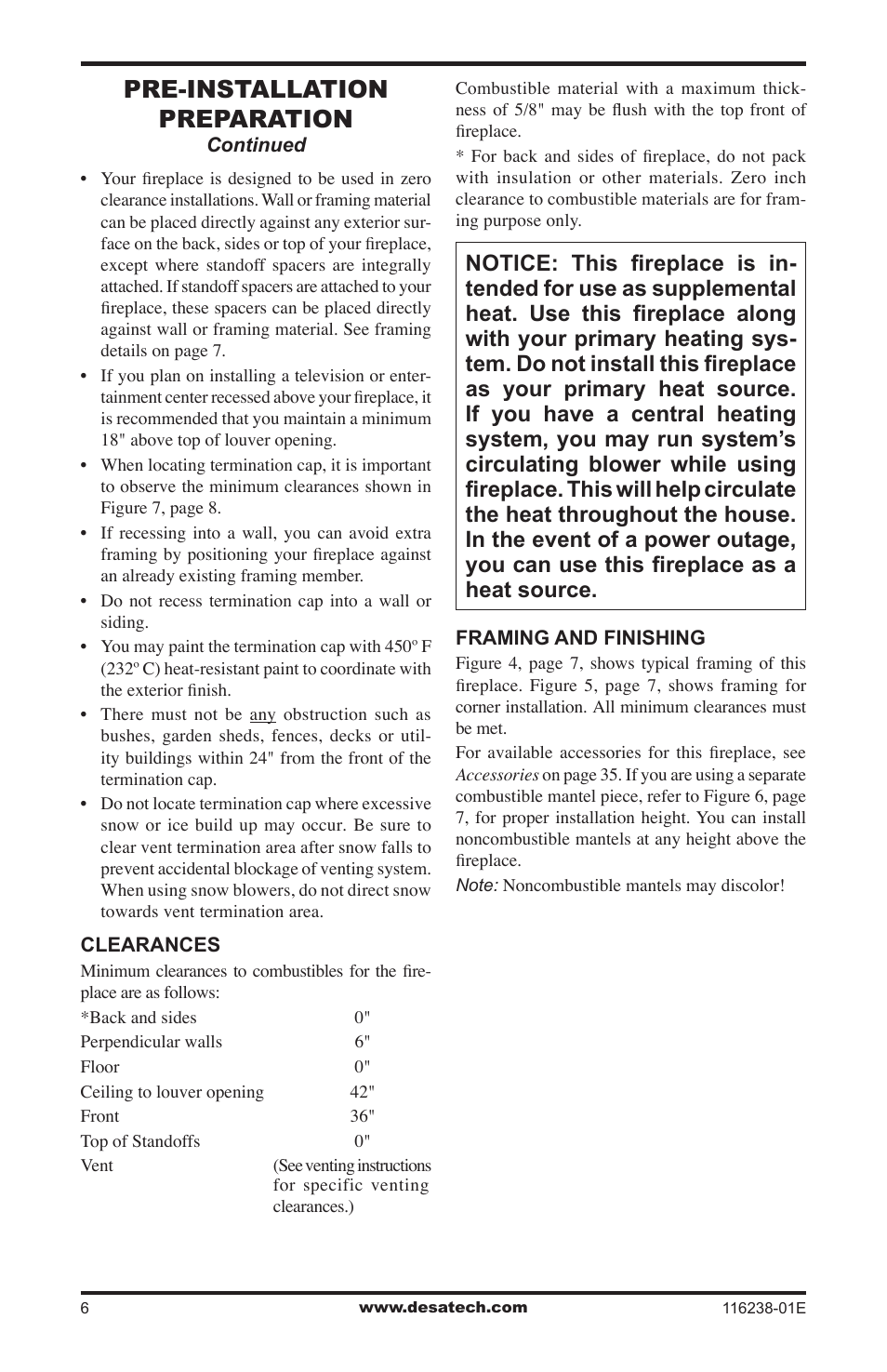 Pre-installation preparation | Desa (V)KC36NE Series User Manual | Page 6 / 40