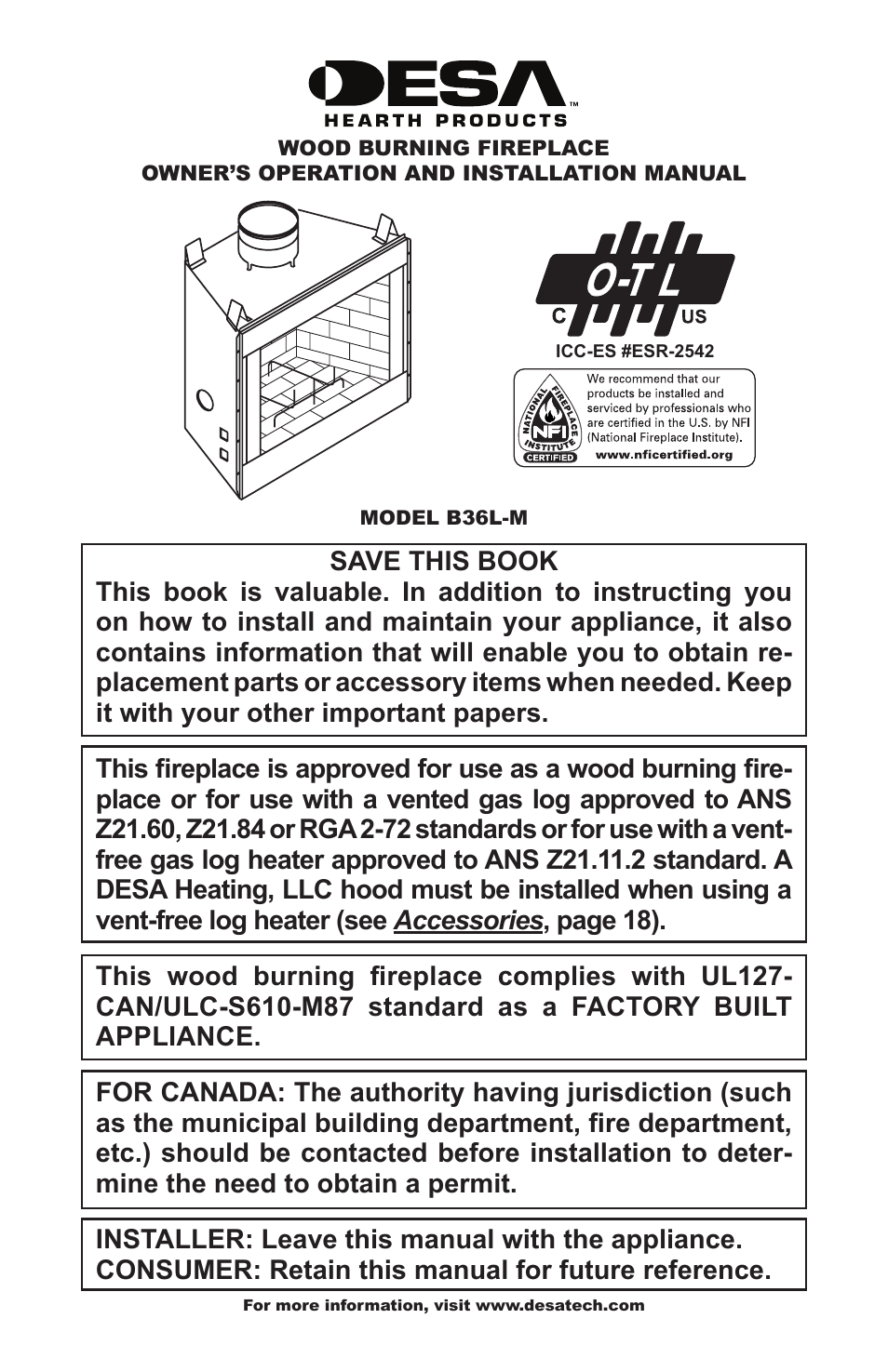 Desa B36L-M User Manual | 20 pages