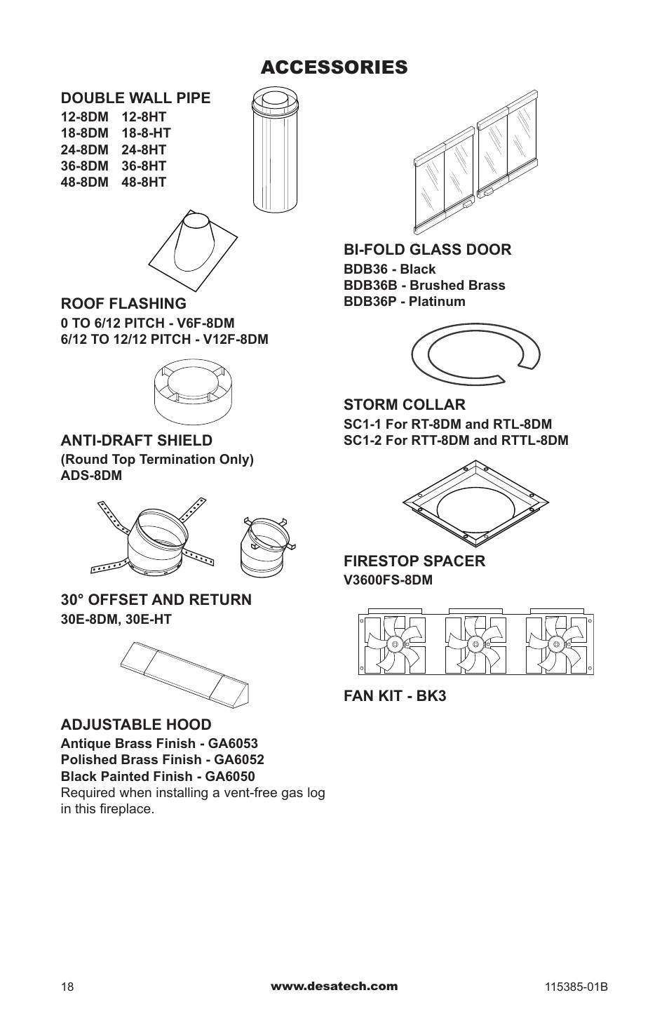 Replacement parts, Accessories | Desa B36L-M User Manual | Page 18 / 20