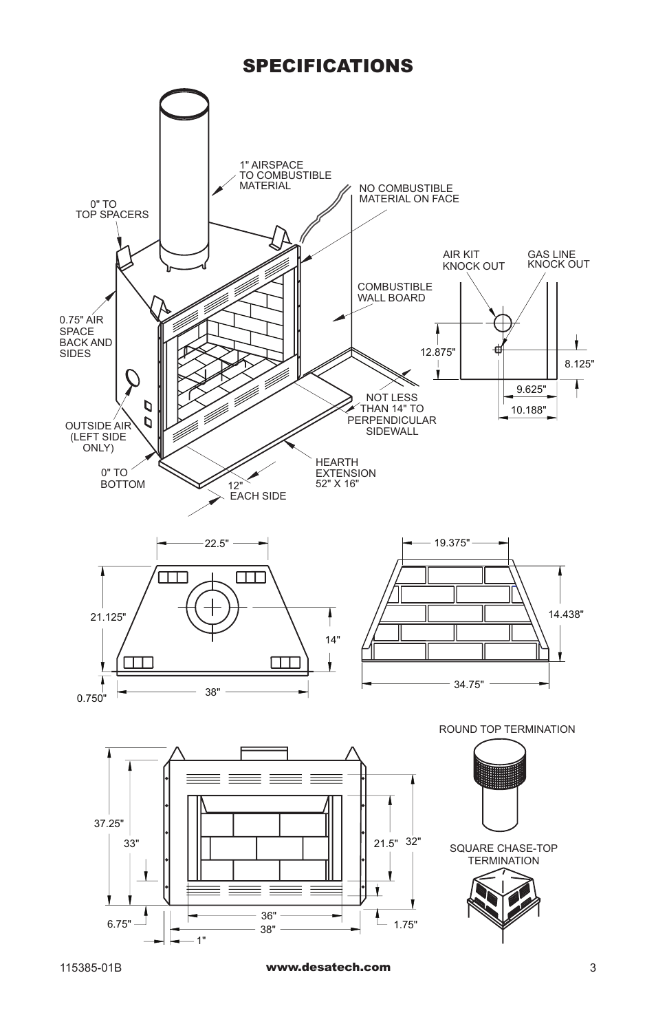 Specifications | Desa B36L-M User Manual | Page 3 / 20