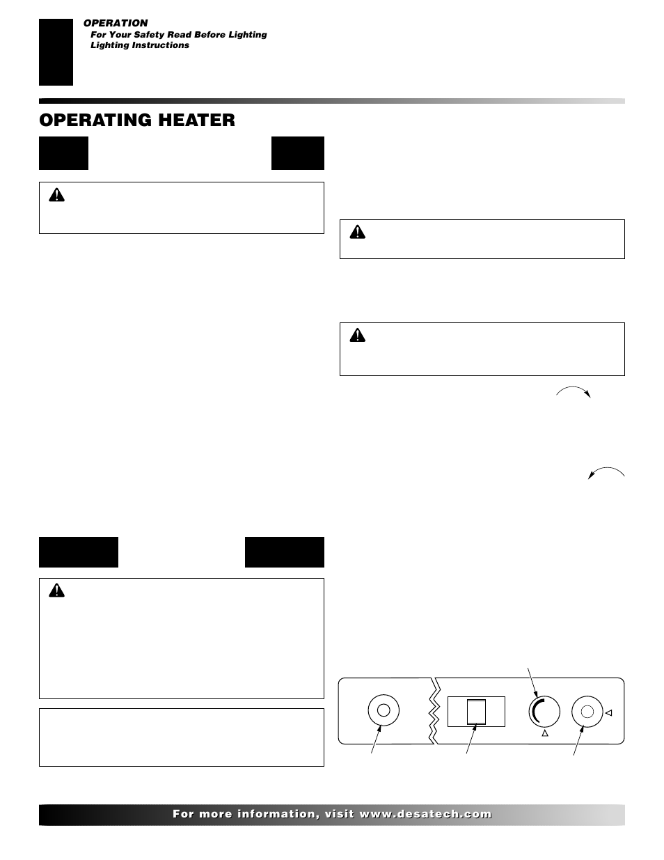 Operating heater, For your safety read before lighting, Lighting instructions | Desa FVFM27NR/PR User Manual | Page 14 / 28