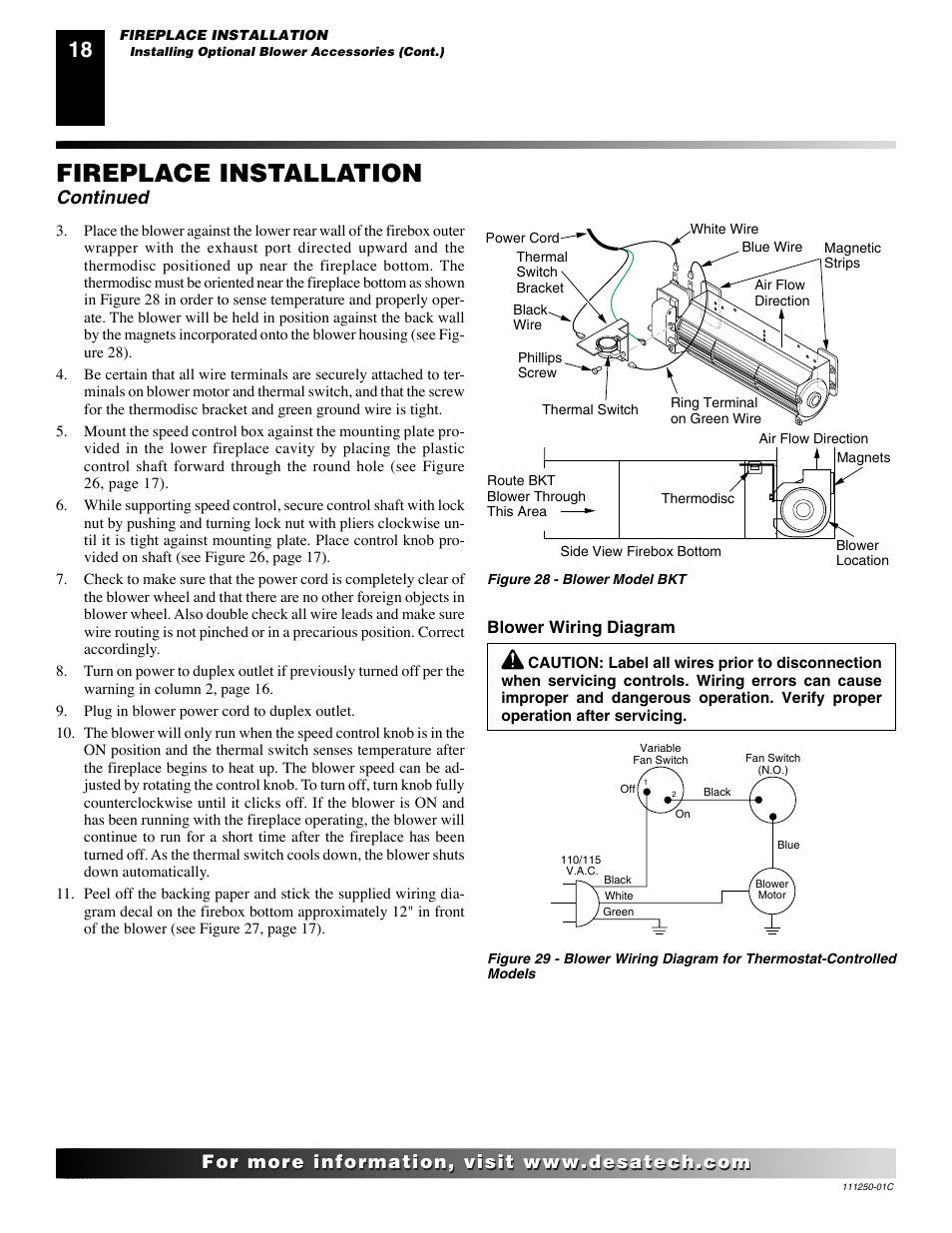 Fireplace installation, Continued | Desa (V)T36NA SERIES User Manual | Page 18 / 38