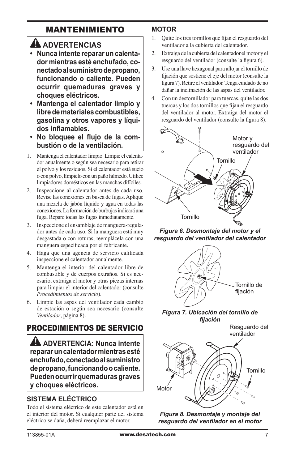 Mantenimiento, Procedimientos de servicio | Desa RLP155AT User Manual | Page 21 / 44