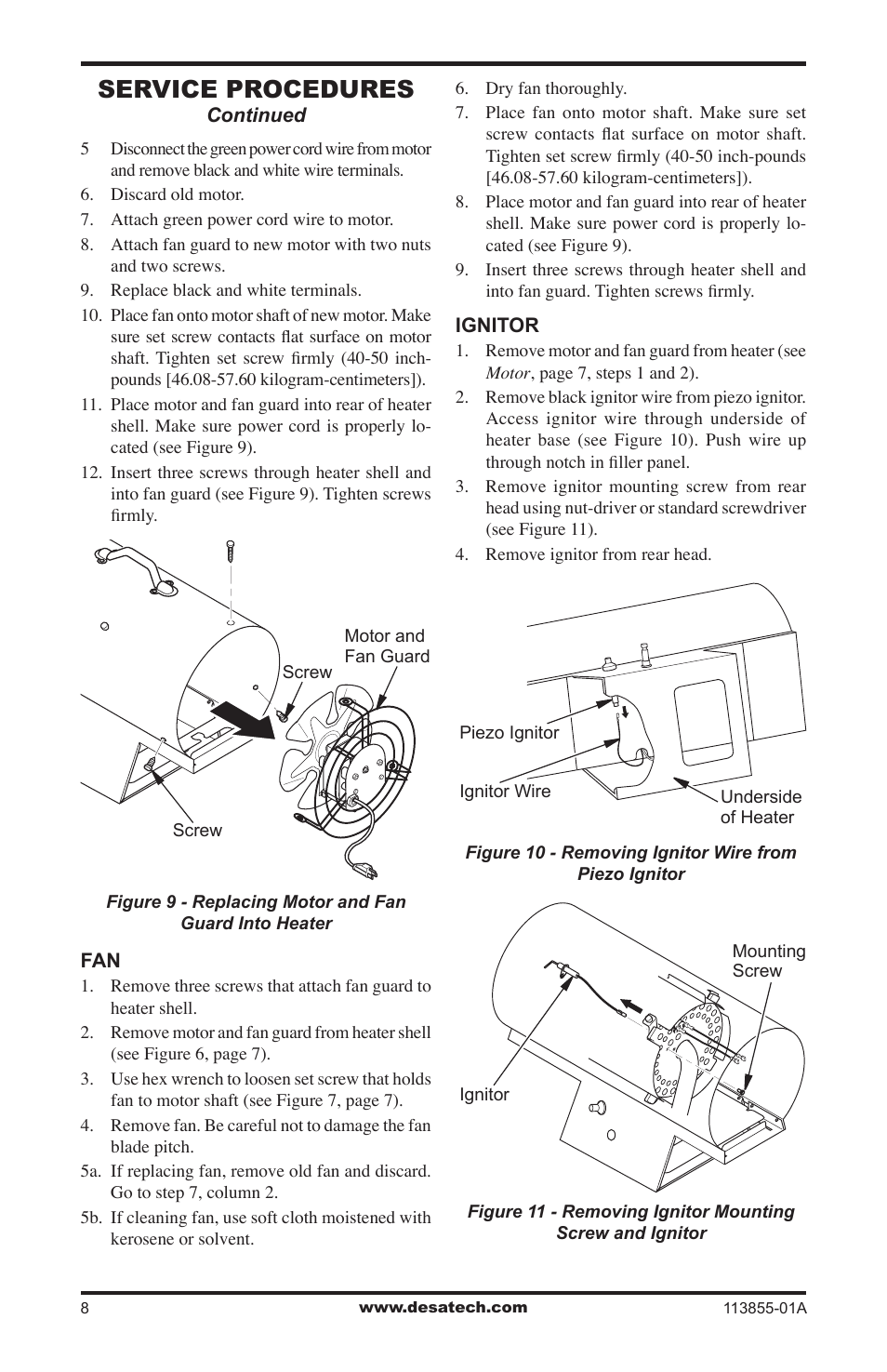 Service procedures | Desa RLP155AT User Manual | Page 8 / 44