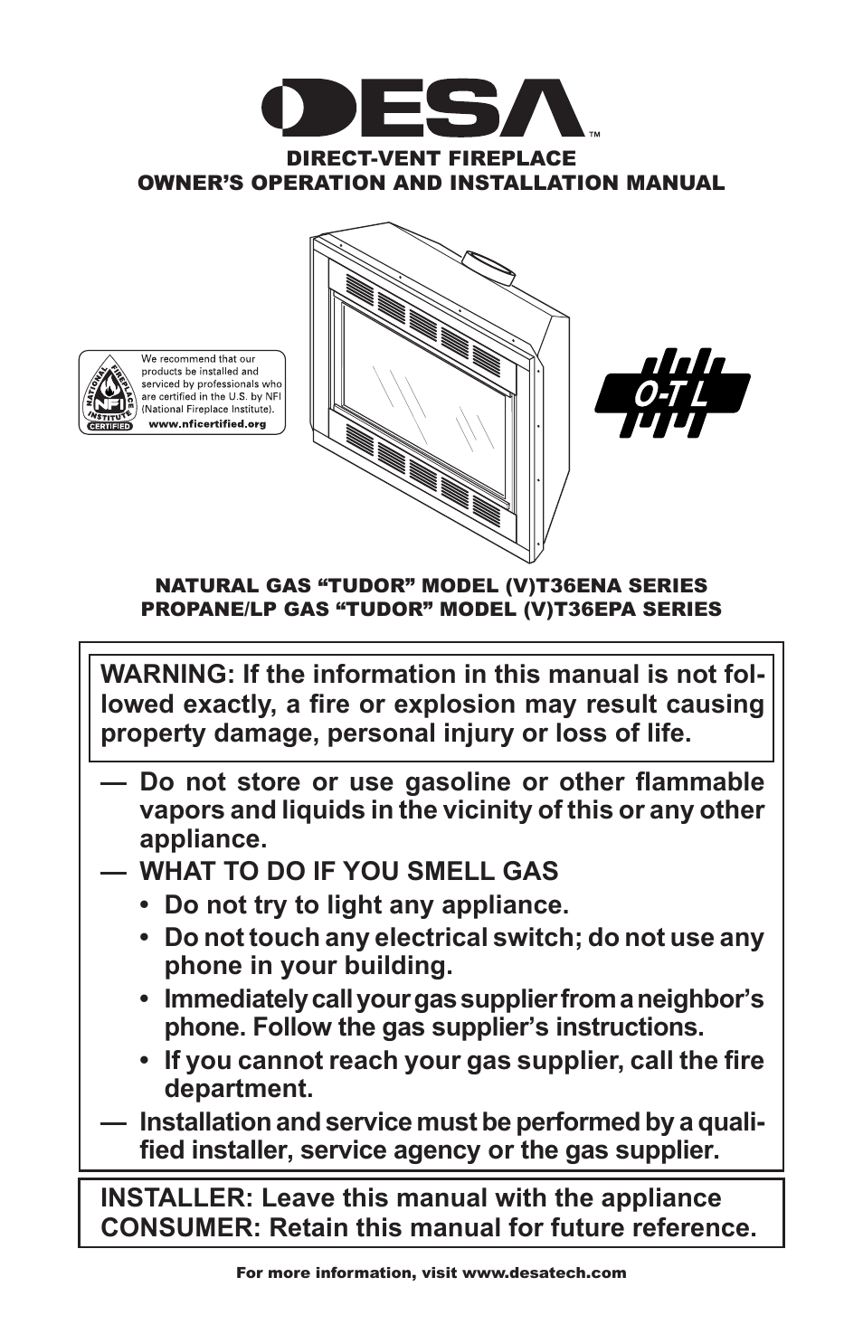 Desa (V)T36ENA User Manual | 40 pages