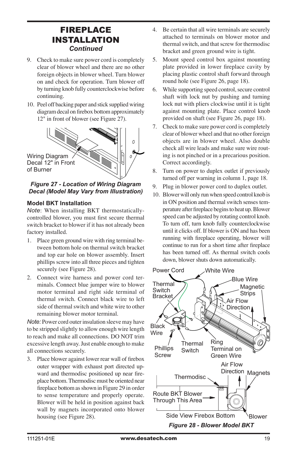 Fireplace installation | Desa (V)T36ENA User Manual | Page 19 / 40