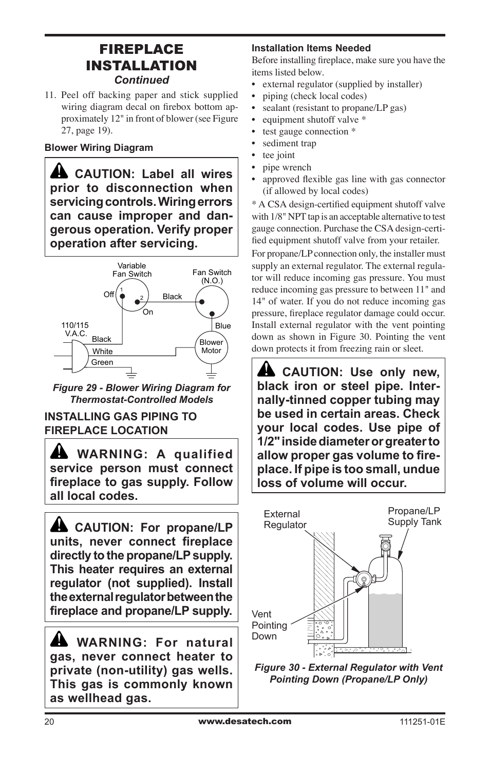 Fireplace installation | Desa (V)T36ENA User Manual | Page 20 / 40
