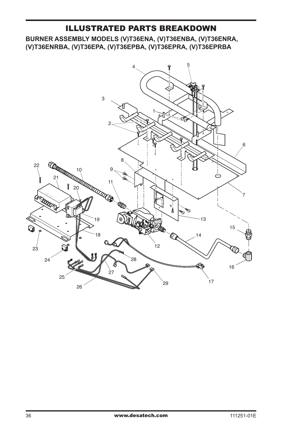 Illustrated parts breakdown | Desa (V)T36ENA User Manual | Page 36 / 40