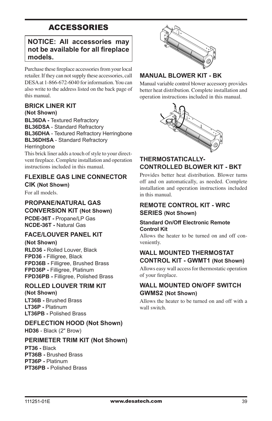 Accessories | Desa (V)T36ENA User Manual | Page 39 / 40