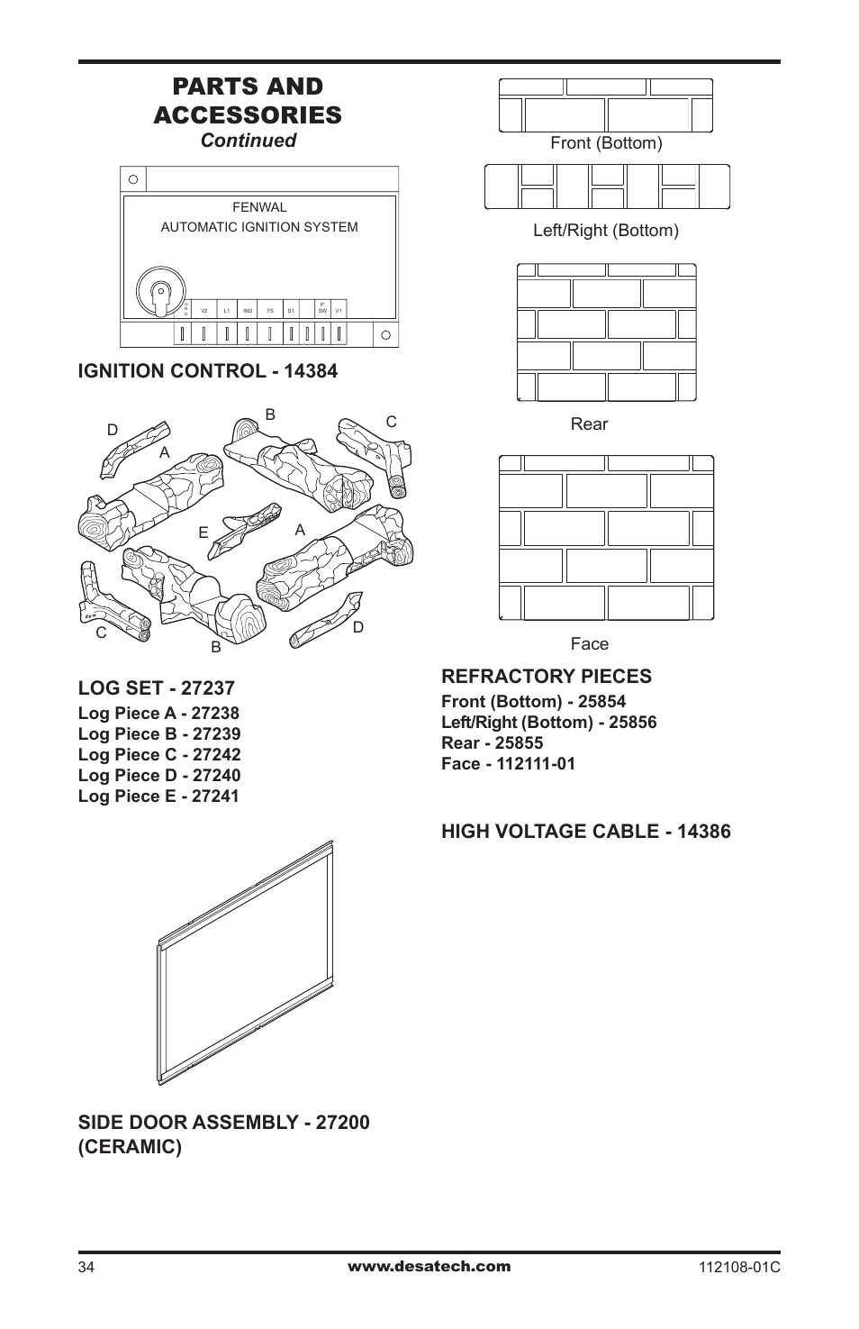 Parts and accessories | Desa DVF36TCR User Manual | Page 34 / 36