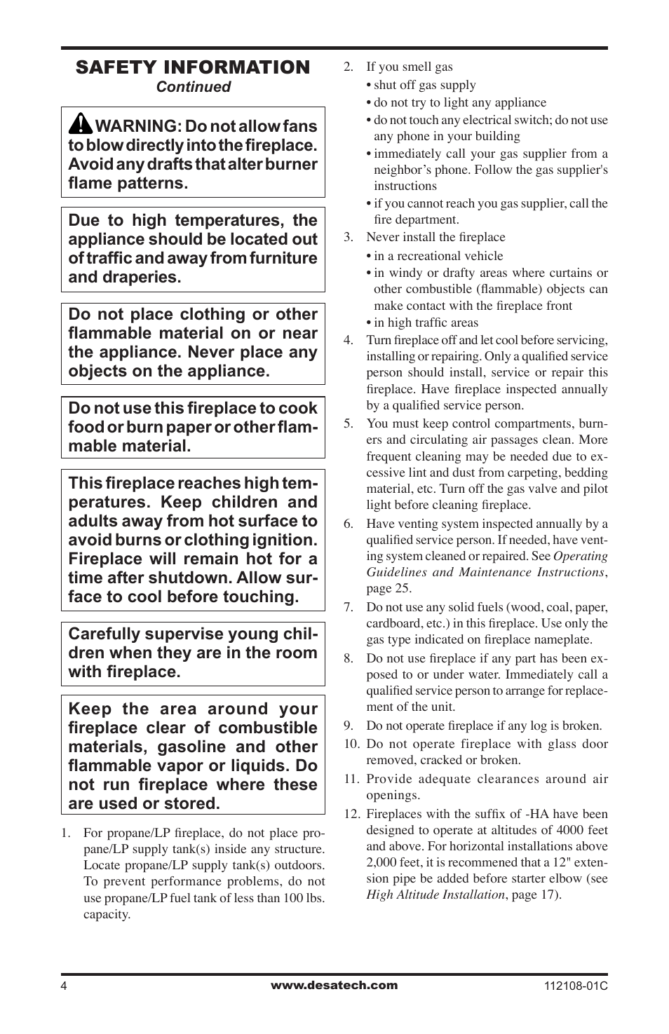 Safety information | Desa DVF36TCR User Manual | Page 4 / 36