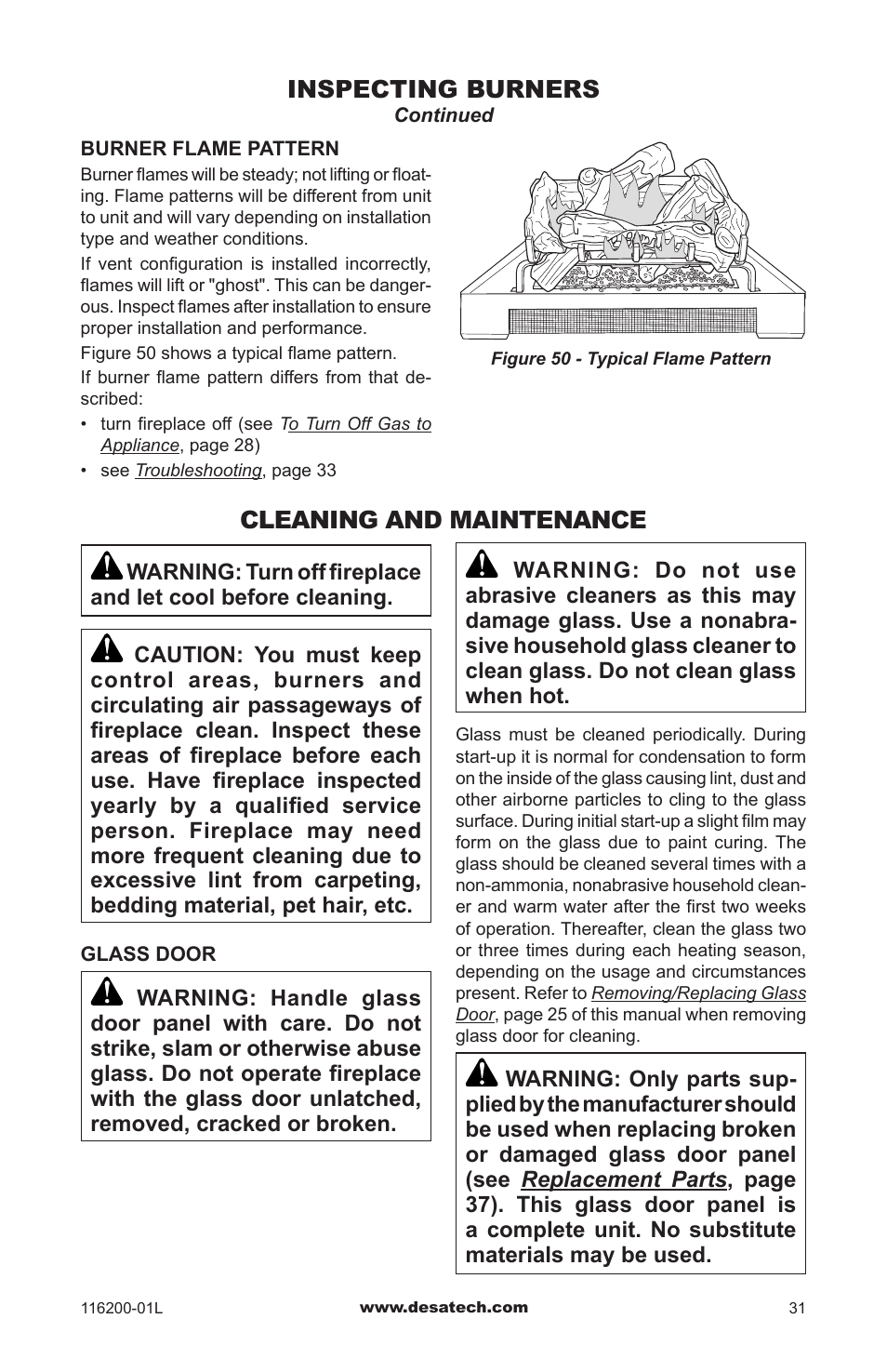 Cleaning and maintenance | Desa CGCDV36PR User Manual | Page 31 / 44