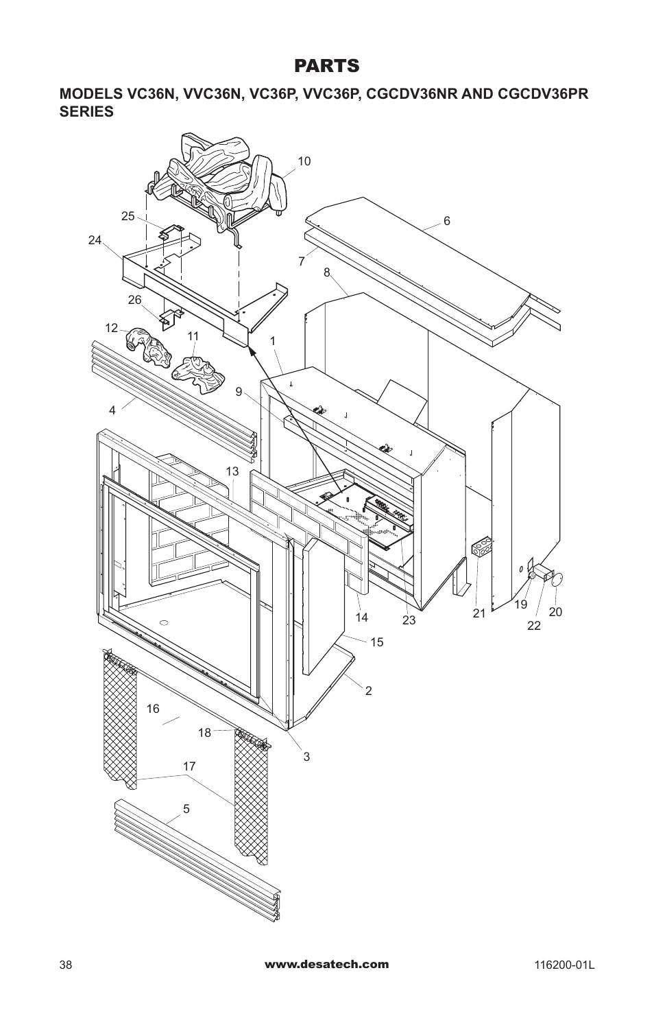 Parts | Desa CGCDV36PR User Manual | Page 38 / 44