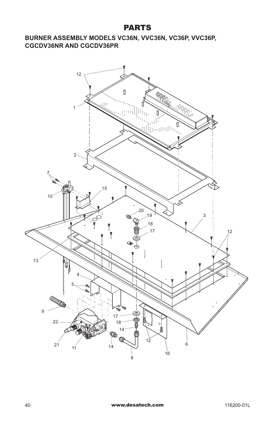 Parts | Desa CGCDV36PR User Manual | Page 40 / 44