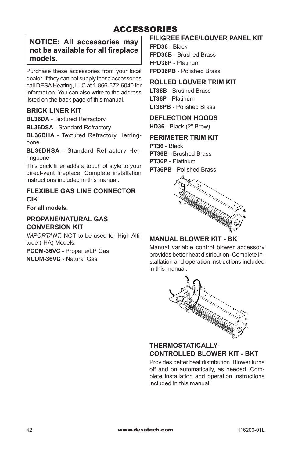 Accessories | Desa CGCDV36PR User Manual | Page 42 / 44