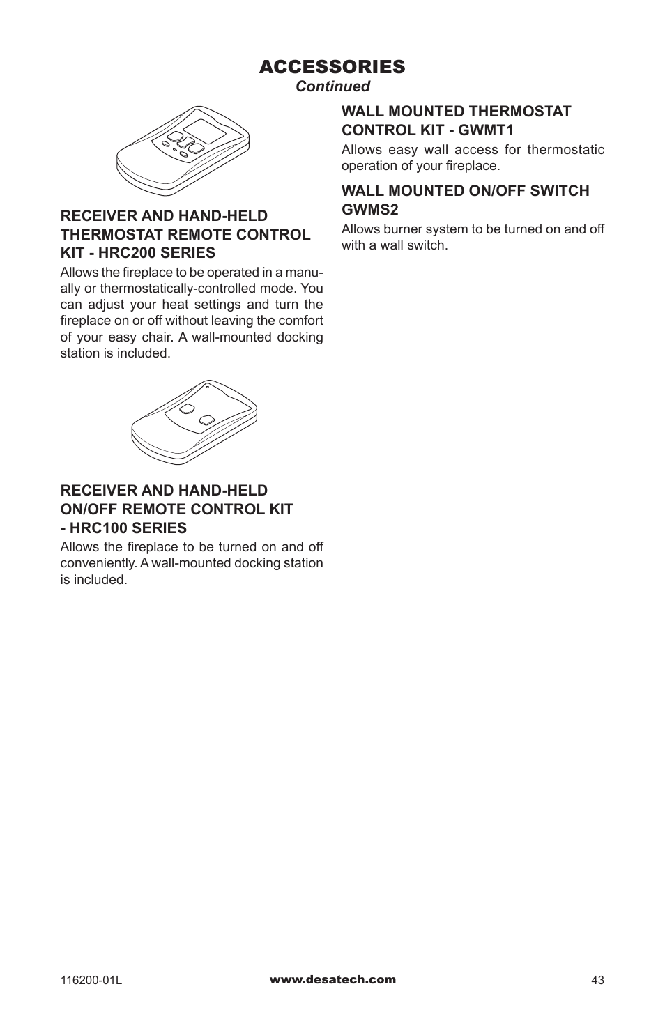 Accessories | Desa CGCDV36PR User Manual | Page 43 / 44