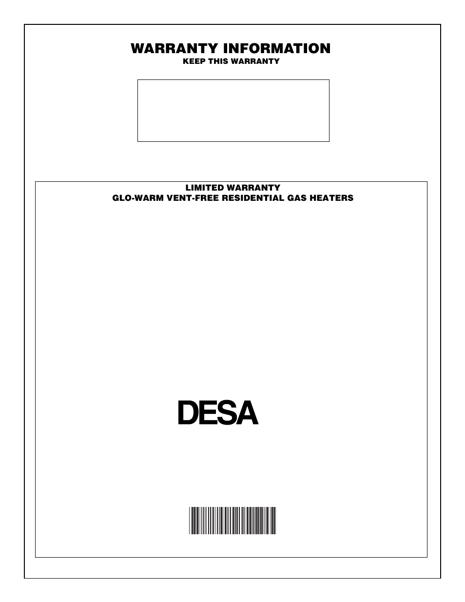 Warranty information, International | Desa FB-2B User Manual | Page 20 / 20