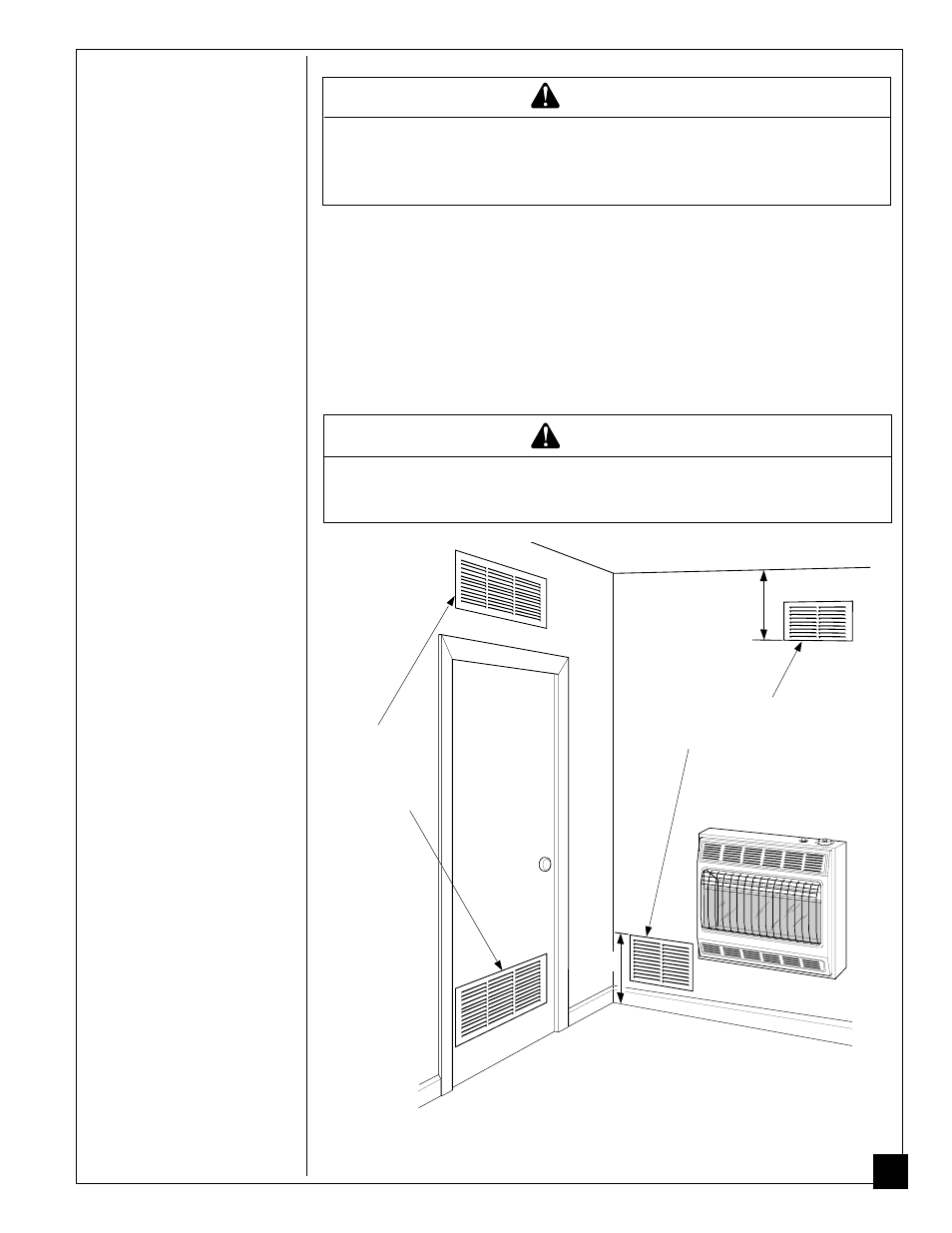 Air for combustion and ventilation, Warning | Desa CFN2800BTB User Manual | Page 7 / 32