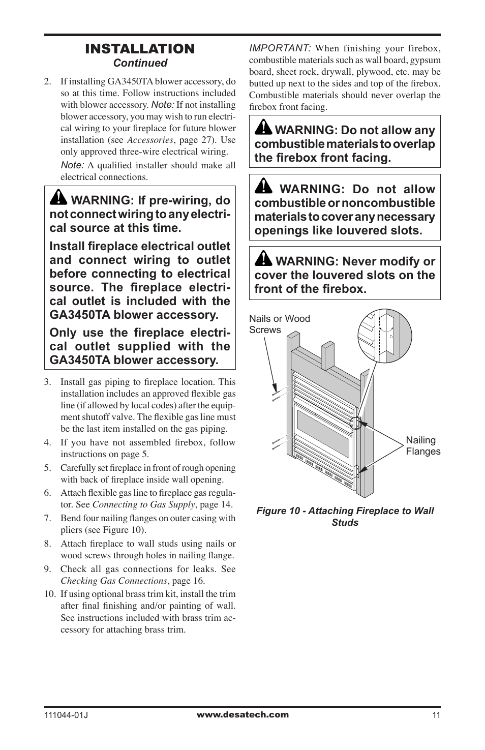 Installation | Desa CGCFTP  EN User Manual | Page 11 / 32