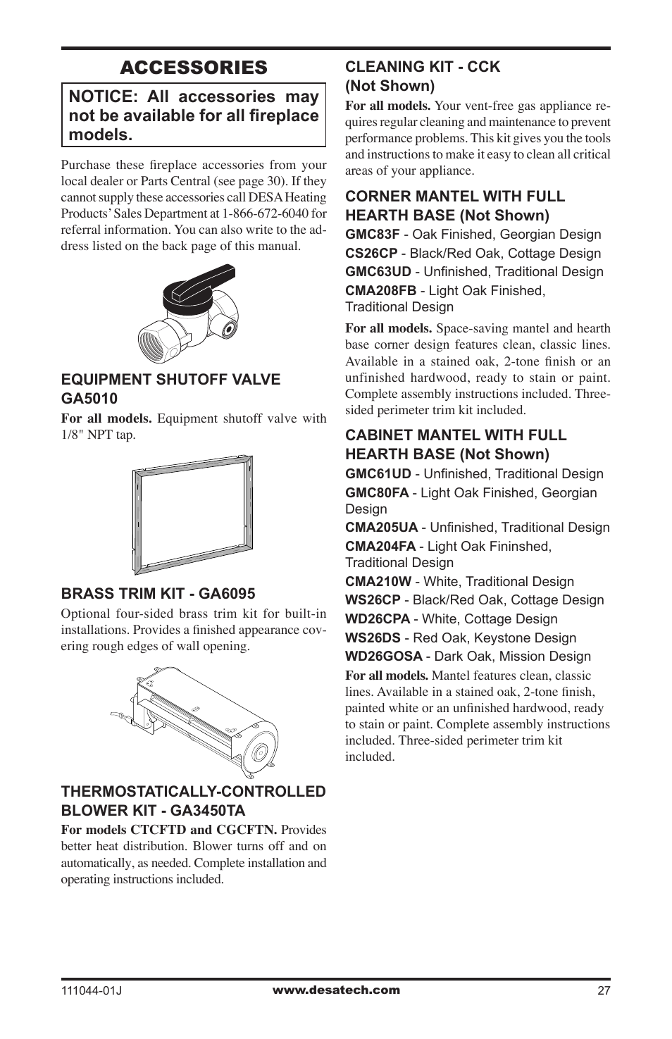 Accessories | Desa CGCFTP  EN User Manual | Page 27 / 32