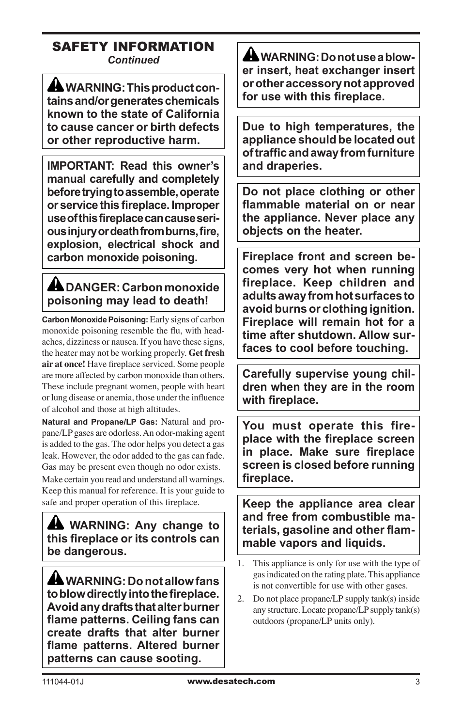 Safety information | Desa CGCFTP  EN User Manual | Page 3 / 32
