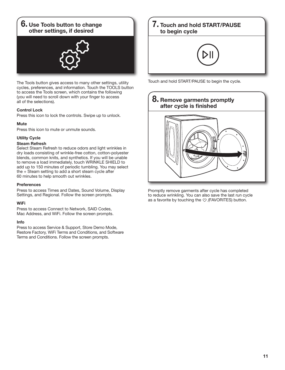 Whirlpool 27 Inch Gas Smart Dryer Use and Care Guide User Manual | Page 11 / 48