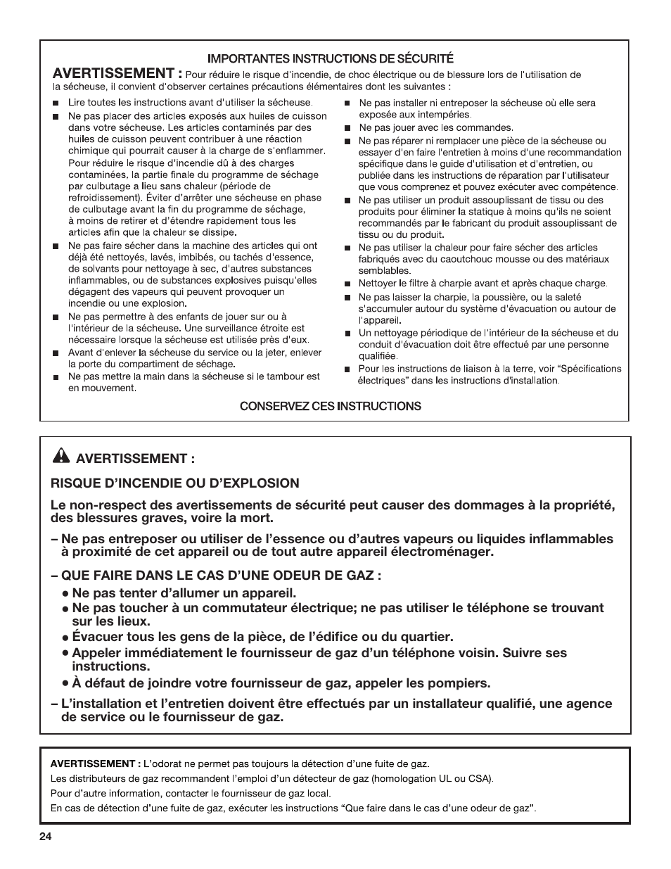 Whirlpool 27 Inch Gas Smart Dryer Use and Care Guide User Manual | Page 24 / 48