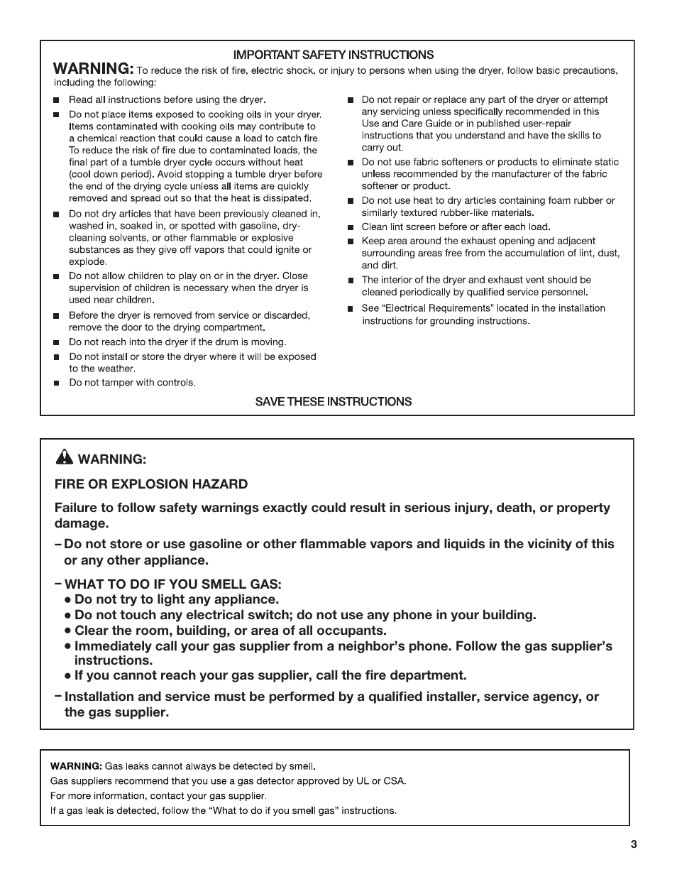 Whirlpool 27 Inch Gas Smart Dryer Use and Care Guide User Manual | Page 3 / 48