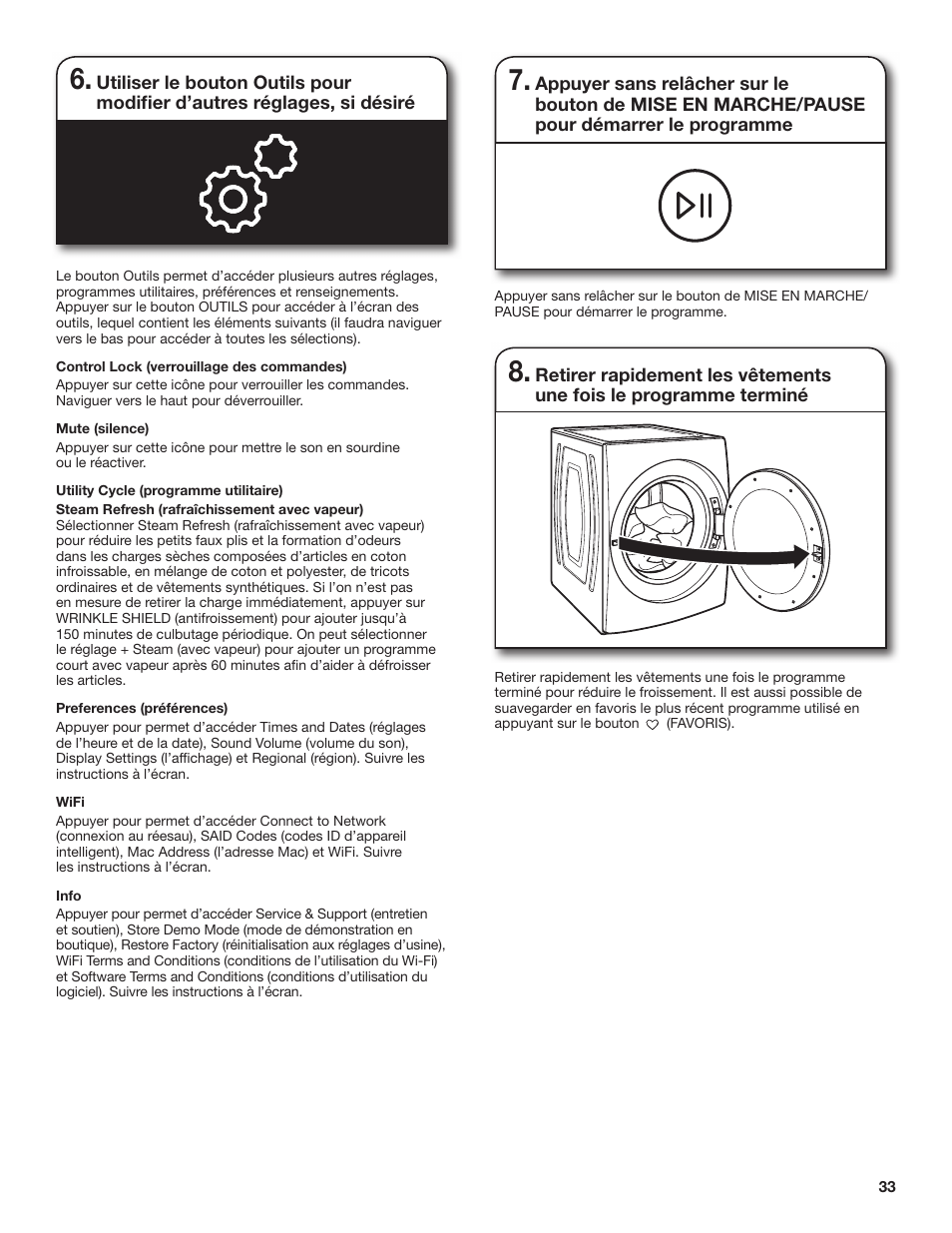 Whirlpool 27 Inch Gas Smart Dryer Use and Care Guide User Manual | Page 33 / 48