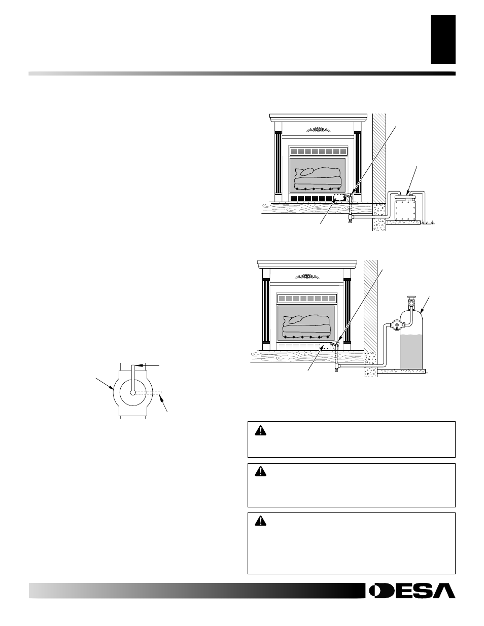 Installation, Continued, Installing logs | Desa YGF33PRB User Manual | Page 15 / 40