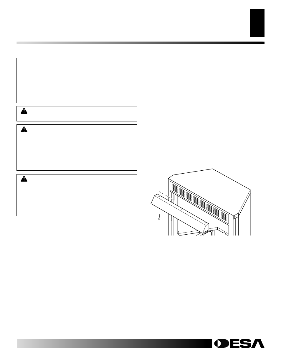 Installation | Desa YGF33PRB User Manual | Page 7 / 40