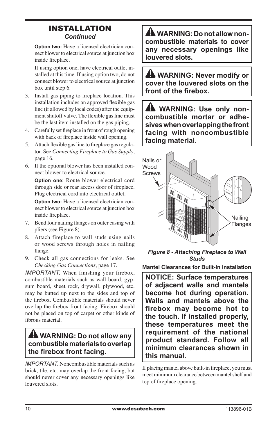 Installation | Desa CF26NTA User Manual | Page 10 / 36