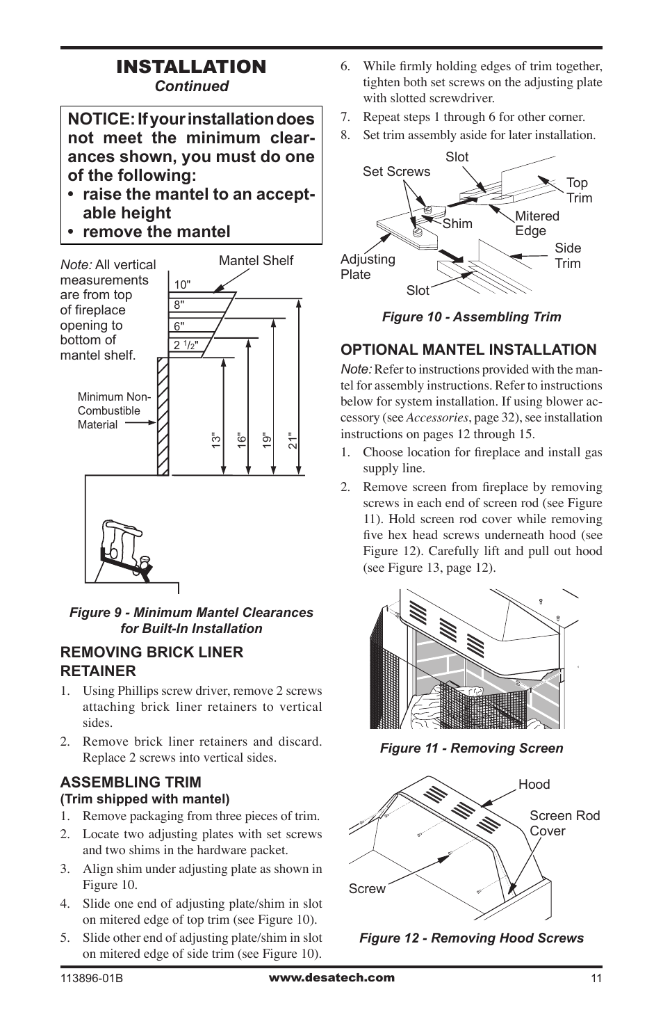 Installation | Desa CF26NTA User Manual | Page 11 / 36