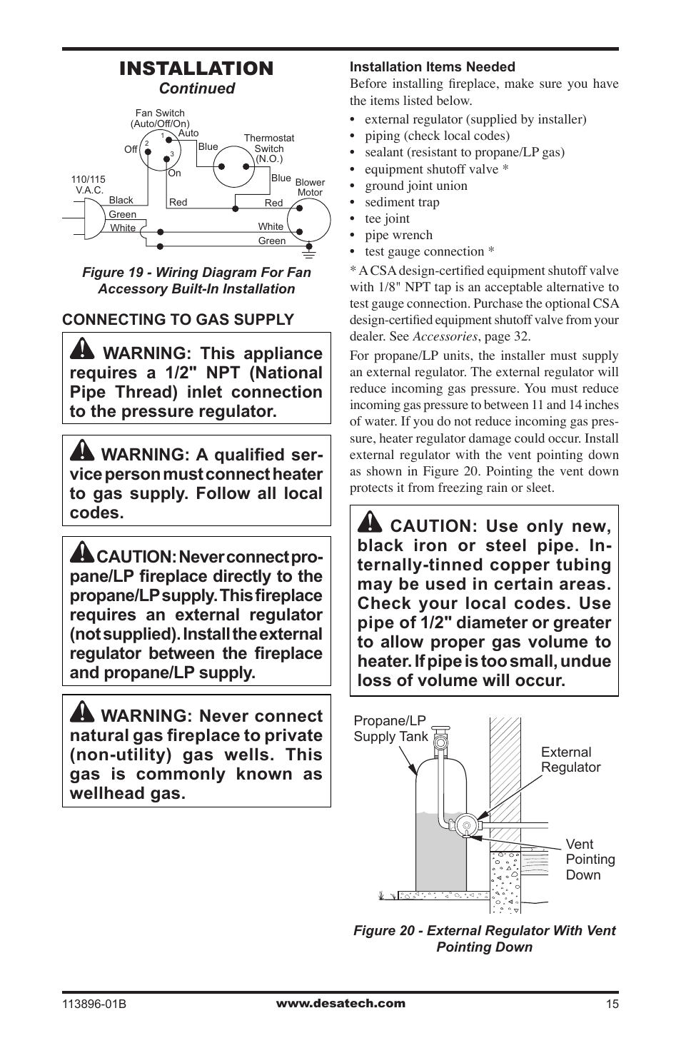 Installation | Desa CF26NTA User Manual | Page 15 / 36