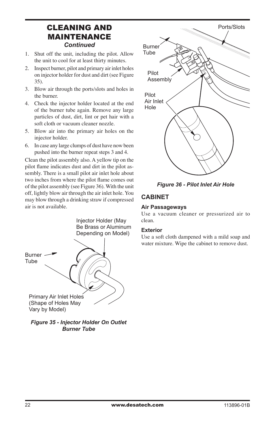 Cleaning and maintenance | Desa CF26NTA User Manual | Page 22 / 36