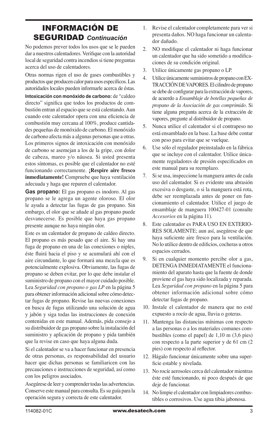 Información de seguridad | Desa SPC-21PHTSA User Manual | Page 17 / 44