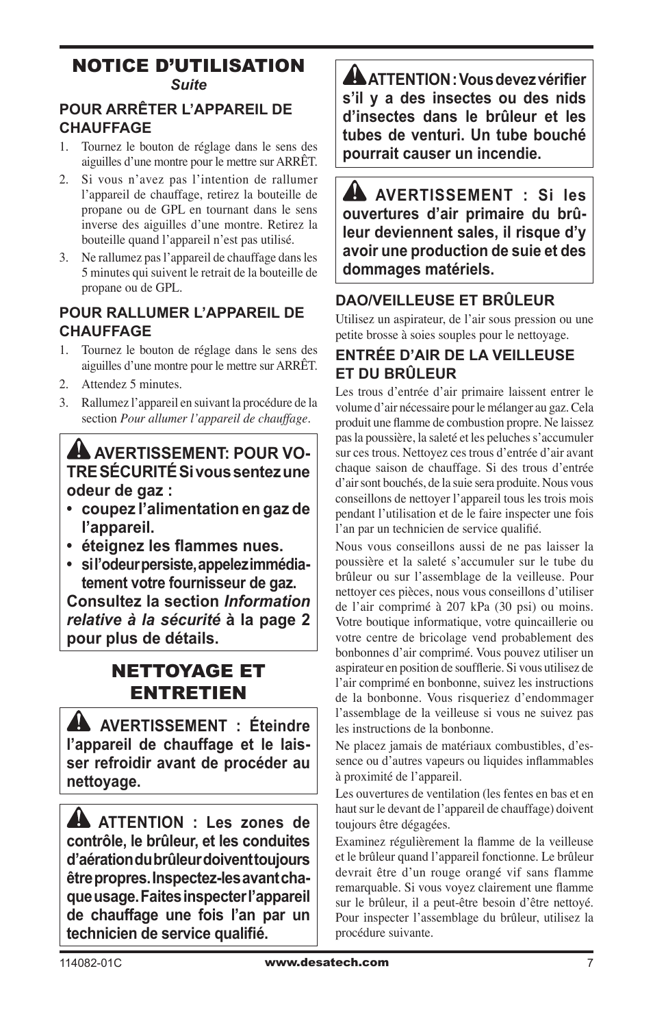 Nettoyage et entretien, Notice d’utilisation | Desa SPC-21PHTSA User Manual | Page 35 / 44