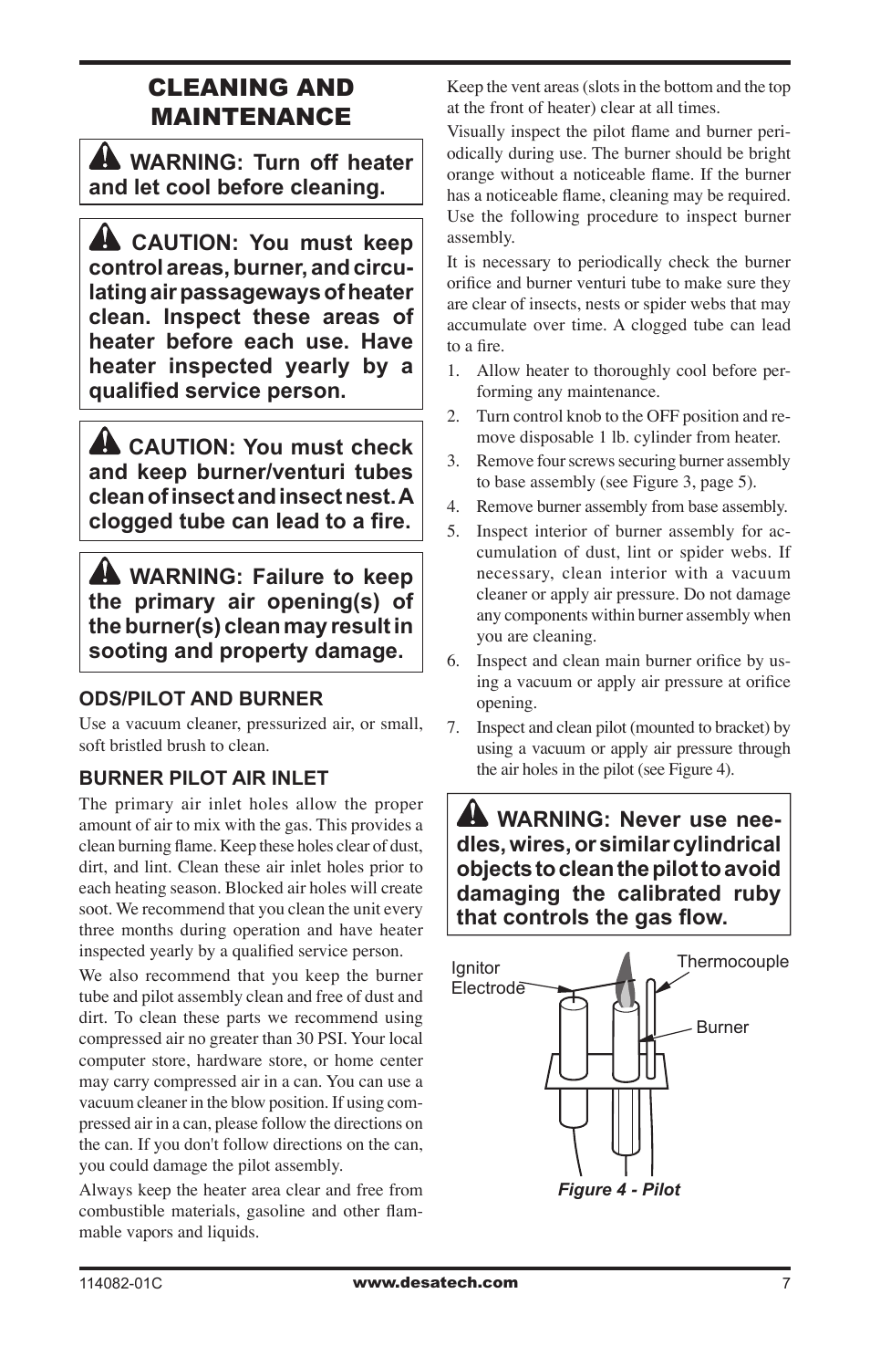 Cleaning and maintenance | Desa SPC-21PHTSA User Manual | Page 7 / 44